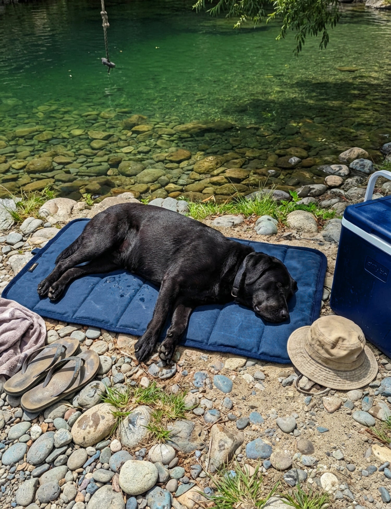 Water - Resistant Canvas Good Dog Mat – Wakatipu Blue - Barnaby Outdoor