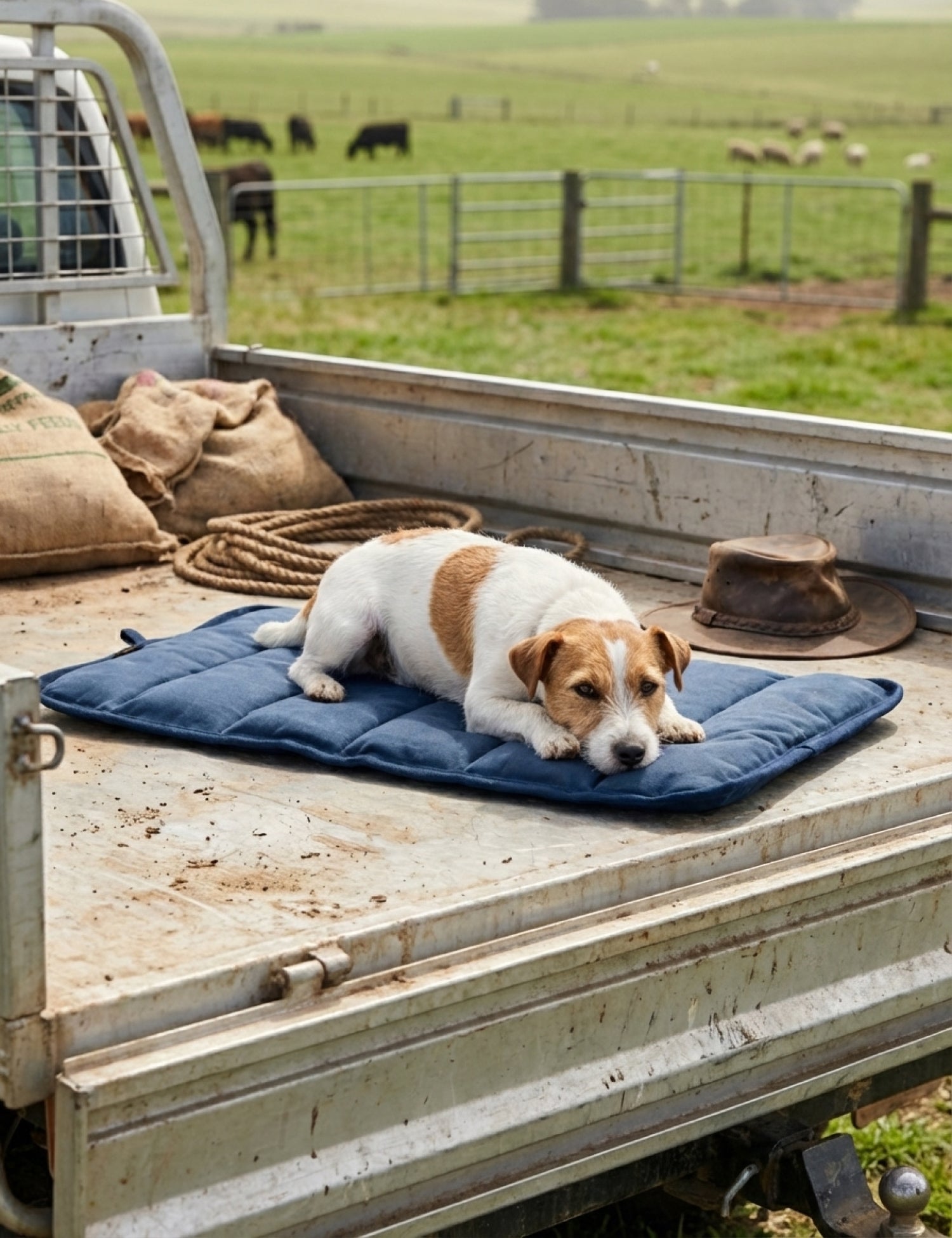 Water-Resistant Canvas Good Dog Mat – Wakatipu Blue