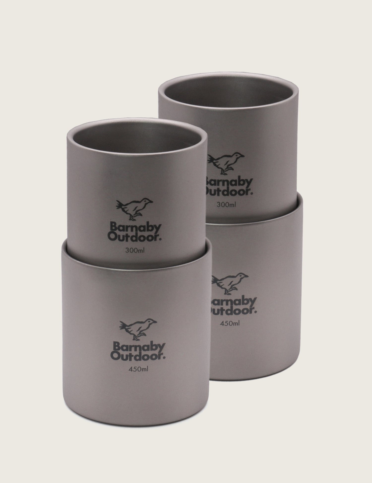 Titanium Double - Wall Barnaby Mug - FAMILY Nesting Set - Barnaby Outdoor