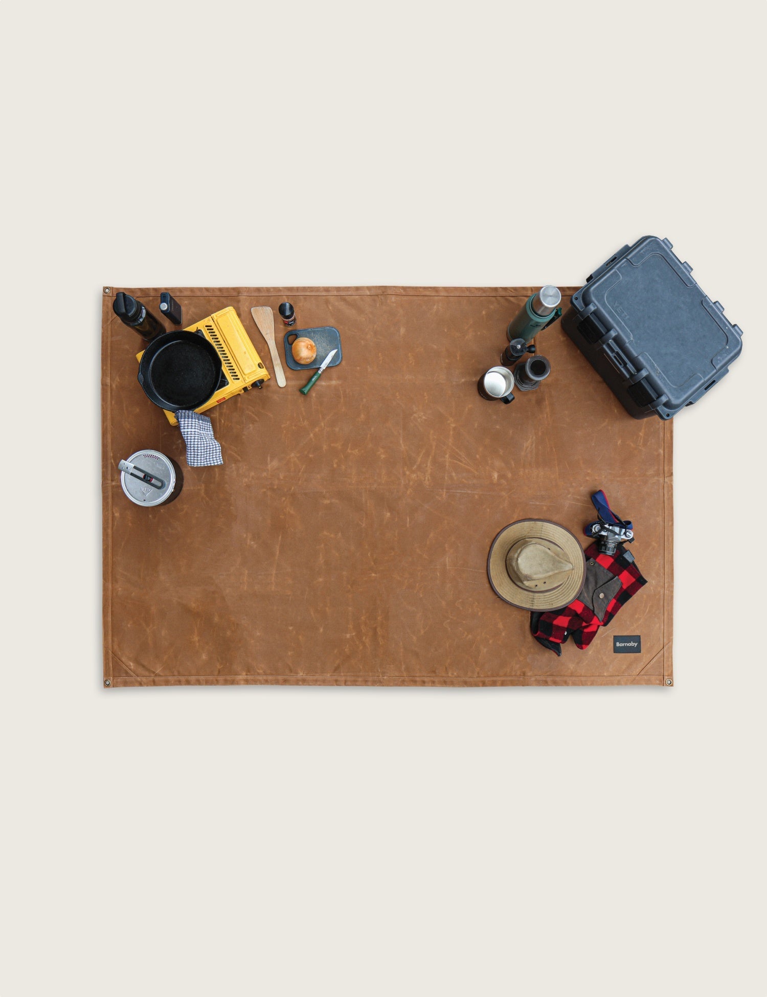 Waxed Canvas Picnic Mat - Tussock Brown - Barnaby Outdoor
